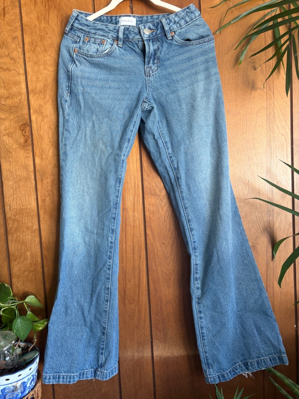 PacSun Medium Blue Flare Wide-Leg Jeans